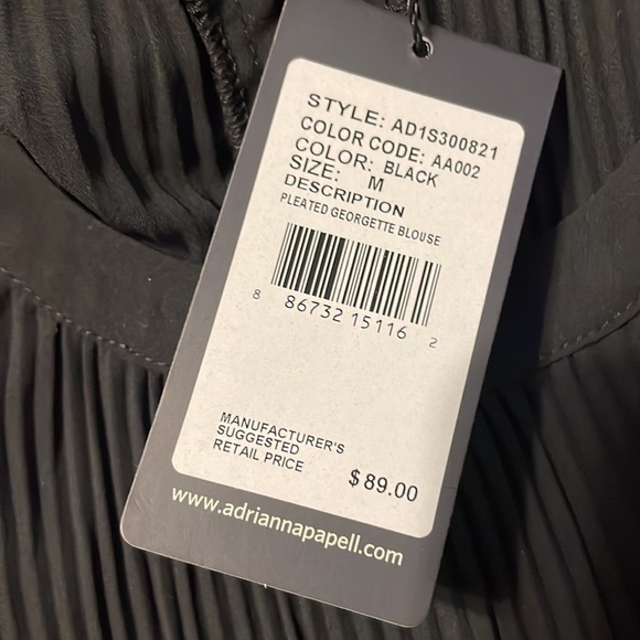 Adrianna Papell Black long sleeved blouse with keyhole button back. NWT. - Picture 9 of 10